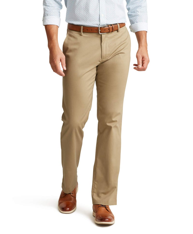 DockersÂ® Men's Straight Fit Signature Lux Cotton Stretch Khaki Pant, New British Khaki, 34W x 30L
